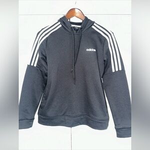 Adidas Climalite Essentials Drawstring 3 Stripes Pullover Hoodie Black Size S